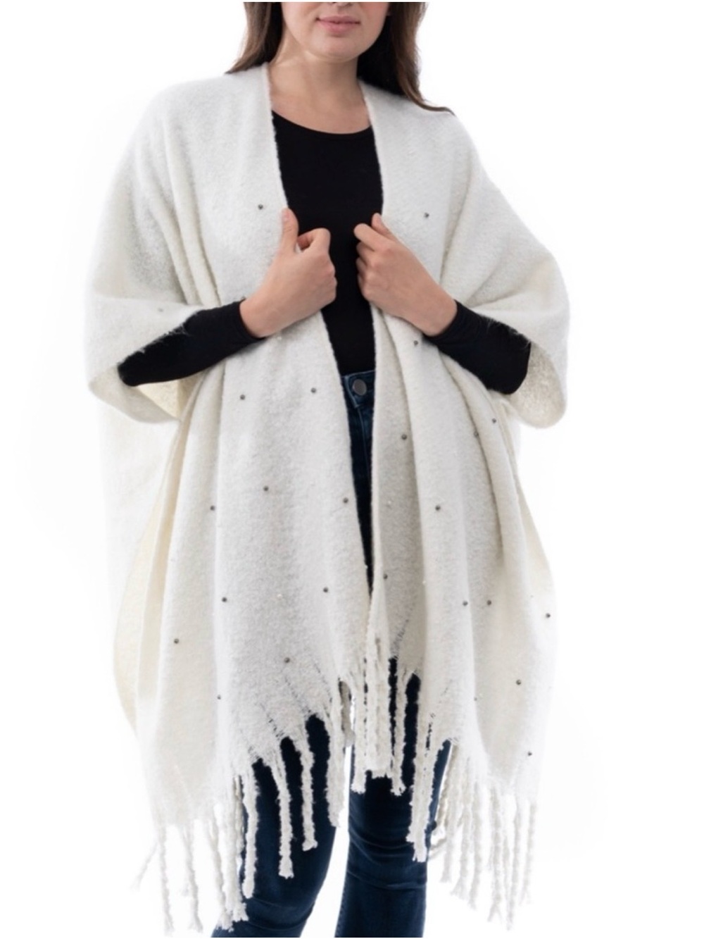 I.N.C.International Concepts Women's Embellished Wrap Sweater Ivory
